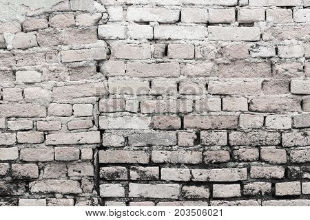 Old white brick wall in decoration architecture for the design background.