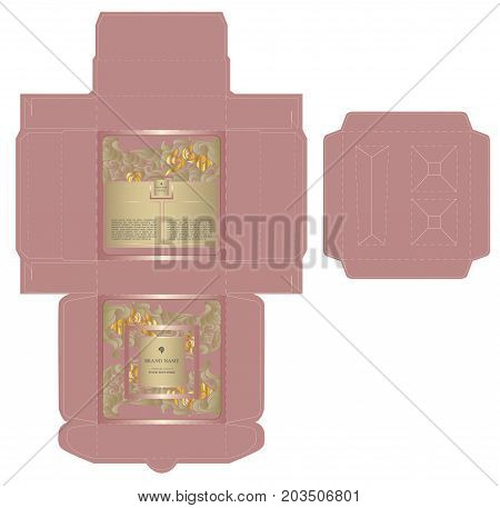Luxury box design for a set of skin care products with die cut tray template for cosmetic containers. Illustration vector