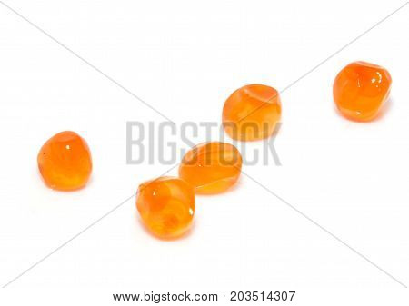 red caviar on a white background. macro