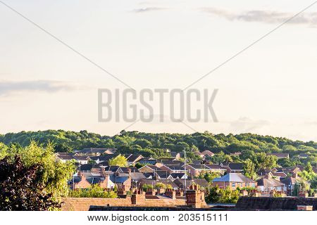 Cloudy Day Cityscape View of Northampton UK.