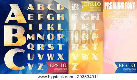 Font Vector  Poly Alphabet On Abstract Geometric Two Backgrounds Full Color