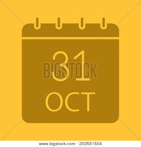 Halloween date glyph color icon. Silhouette symbol. World Savings Day. Thirty first of October. Negative space. Vector isolated illustration