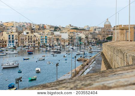 Boats And Yachts Anchoring In Valletta, Malta