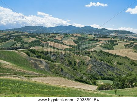 Summer landscape near Rivalta di Lesignano de Bagni (Parma Emilia-Romagna Italy) with the typical rocky inlets