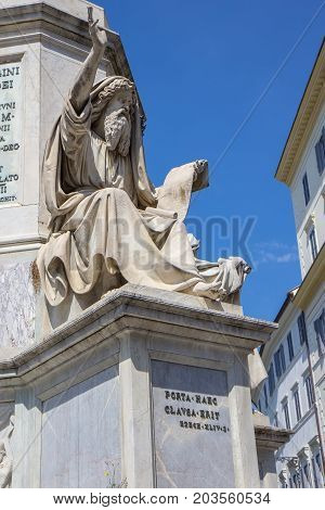 The Column of the Immaculate Conception stands in Piazza Mignanelli in front of the Spanish Embassy in Rome and steps away from Piazza di Spagna.