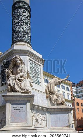 The Column of the Immaculate Conception stands in Piazza Mignanelli in front of the Spanish Embassy in Rome and steps away from Piazza di Spagna.