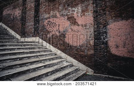 Grungy background. Abstract concept with urban stairway
