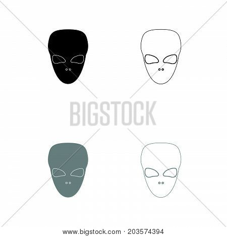 Extraterrestrial Alien Face Or Head Set Icon .