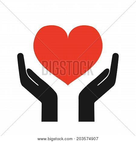 Charity day. Hands with a heart. Donate concept of care and love. Vector stock.
