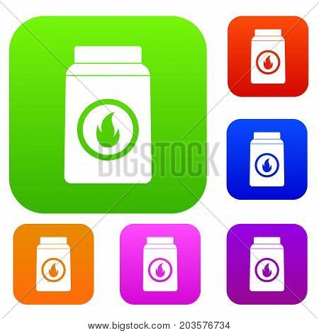 Matchbox set icon color in flat style isolated on white. Collection sings vector illustration