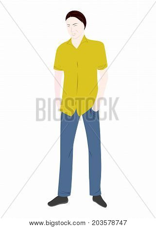 illustration in the style of flat design with portrait of a man.