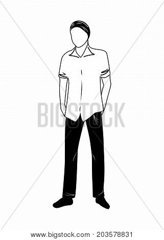 illustration in the style of flat design with portrait of a man.