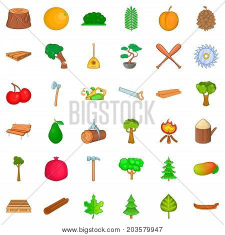 Foliage icons set. Cartoon style of 36 foliage vector icons for web isolated on white background