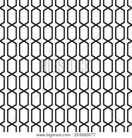 Seamless geometric hexagonal lattice trellis pattern background in black and white