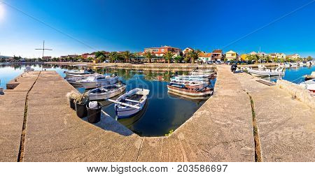 Adriatic Village Of Bibinje Harbor And Waterfront Panoramic View