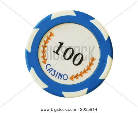 青 100 ドルのカジノチップ