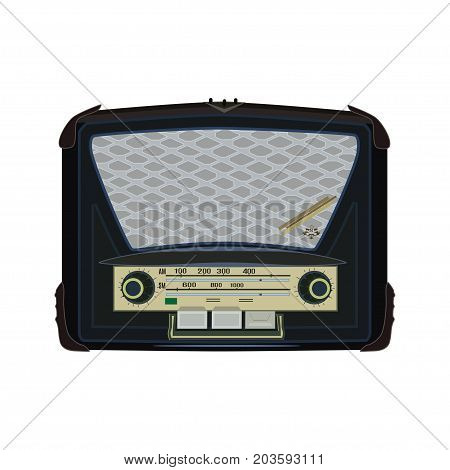 Vector illustration of retro radio. Electric radio icon isolated on white background. Flat style design.