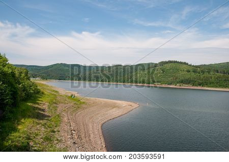 Landscape of Innerste reservoir in Harz in Germany
