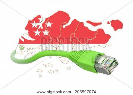 Internet connection in Singapore concept. 3D rendering isolated on white background