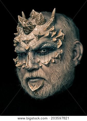 Demon Head Isolated On Black