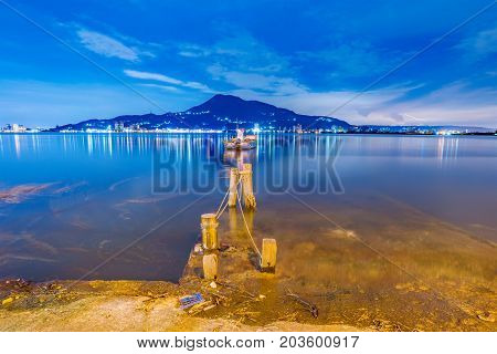 Sea view in Tamsui Taiwan at night