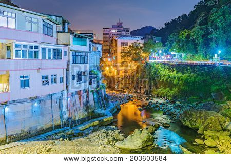Shiding district old village night view in Taiwan
