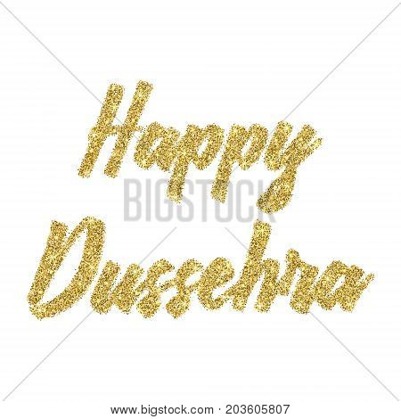 Happy Dussehra. Vector illustration for an indian holiday. The inscription is sequins on a white background.