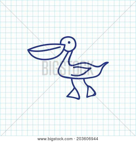 Vector Illustration Of Zoo Symbol On Waterbird Doodle