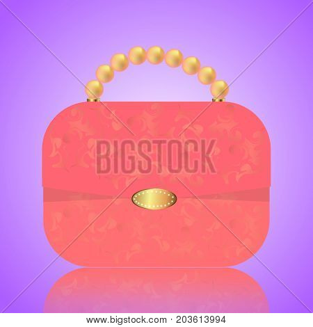 Detailed red female handbag on a white background. vector illustration.