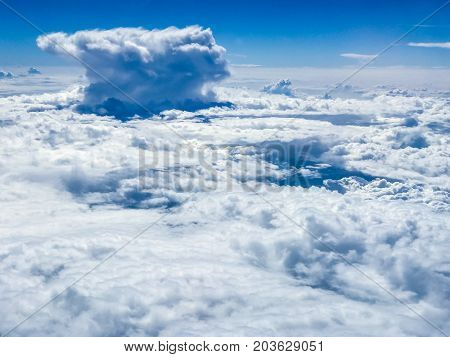 Cloudscape. view from the window of an airplane flying in the clouds