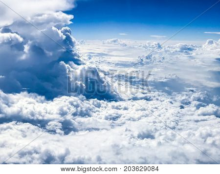 Cloudscape. view from the window of an airplane flying in the clouds