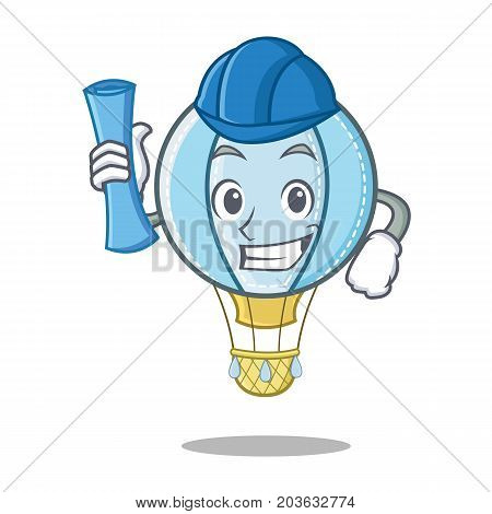 Architect air balloon character cartoon vector illustration
