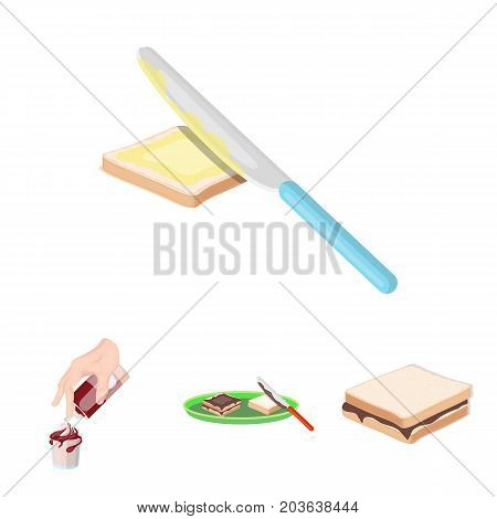 Dessert with cream, a sandwich and other food. Food set collection icons in cartoon style vector symbol stock illustration .