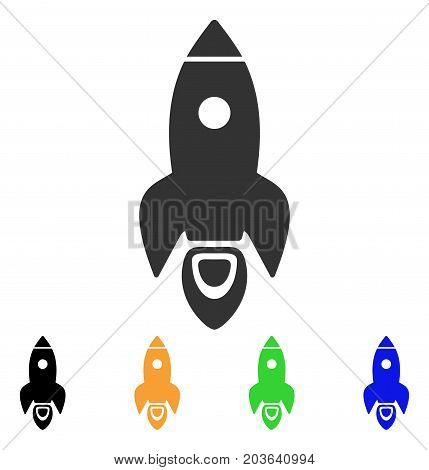 Rocket icon. Vector illustration style is a flat iconic rocket symbol with black, gray, green, blue, yellow color variants. Designed for web and software interfaces.