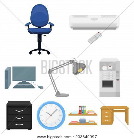 Office furniture and interior set icons in cartoon design. Big collection of office furniture and interior vector symbol stock illustration