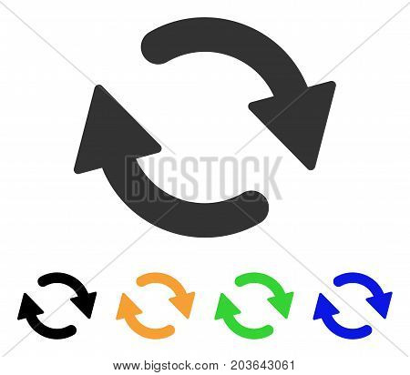 Refresh icon. Vector illustration style is a flat iconic refresh symbol with black, gray, green, blue, yellow color variants. Designed for web and software interfaces.