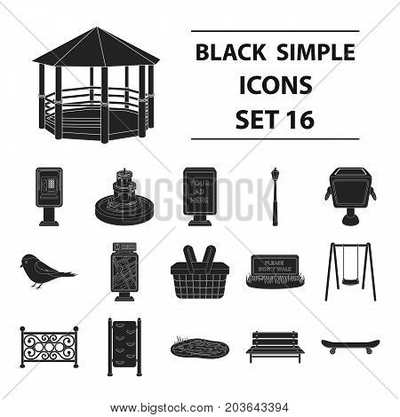 Park set icons in black style. Big collection of park vector symbol stock