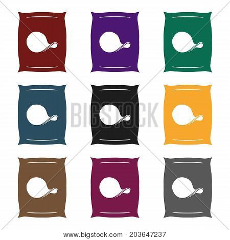 Potato chips icon in black design isolated on white background. Pub symbol stock vector illustration.