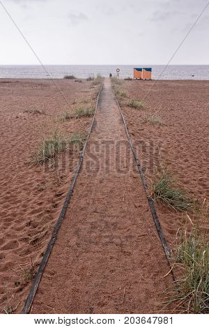 The rainy weather has driven everybody off the beach at Kalajoki Finland. The beach is usually very populated in the summertime.
