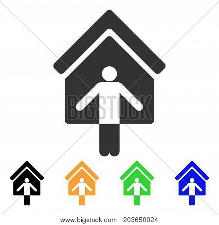 House Owner Wellcome icon. Vector illustration style is a flat iconic House owner wellcome symbol with black, gray, green, blue, yellow color variants. Designed for web and software interfaces.