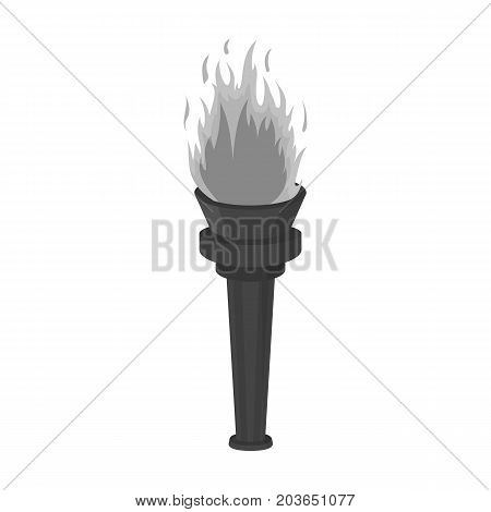 Street lamp in the form of a torch with an open fire.Lamppost single icon in monochrome style vector symbol stock illustration .