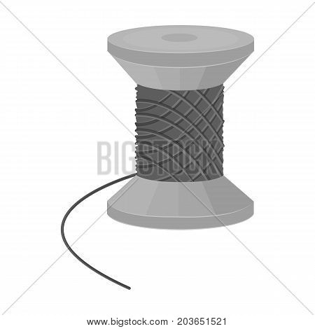 The wooden coil of thread for sewing. Sewing and equipment single icon in monochrome style vector symbol stock illustration .