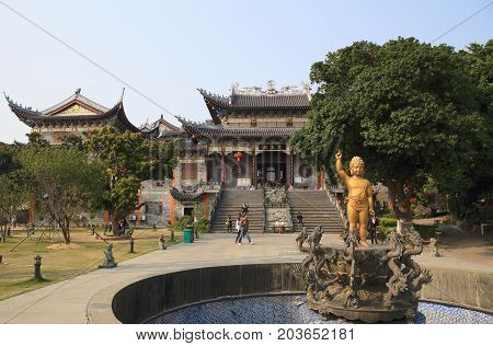 SHENZHEN, CHINA - MARCH 28, 2016: Dapeng Dongshan Temple on March 28, 2016 in Shenzhen, China. It is a landmark religious site in Shenzhen.