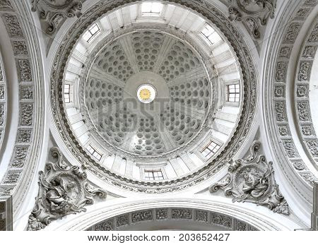 BRESCIA, ITALY - OCTOBER 6, 2016: Dome interior of cathedral of Brescia on October 6, 2016 in Brescia, Italy. Brescia cathedral is a unesco world heritage.