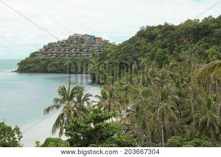 Landscape of tropical island. Nature of tropical bay.