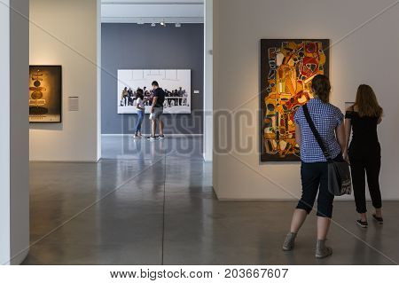 BRATISLAVA, SLOVAKI - AUGUST 13, 2017: Exhibition spaces of Danubiana modern art gallery in Bratislava, Slovakia on August 13, 2017.