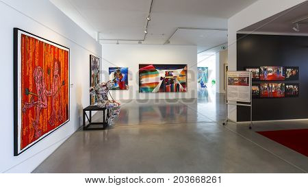 BRATISLAVA, SLOVAKI - AUGUST 13, 2017: Exhibition spaces of Danubiana modern art gallery in Bratislava, Slovakia on August 13, 2017.