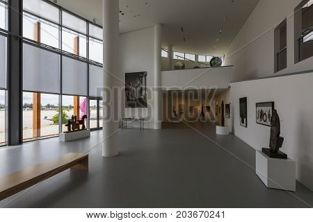 BRATISLAVA, SLOVAKI - AUGUST 13, 2017: Exhibition spaces of Danubiana modern art gallery in Bratislava, Slovakia on August 13, 2017.