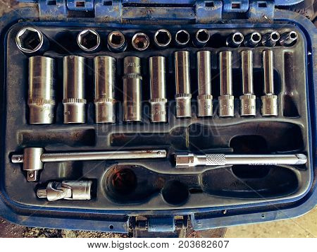 close up photo of tool case .