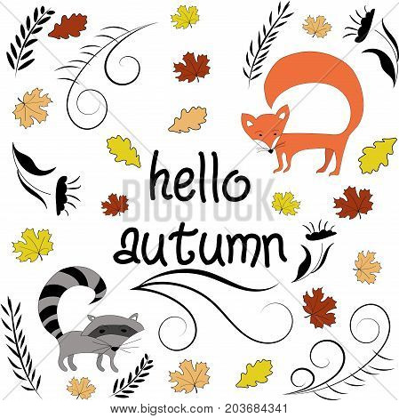 Hello autumn vector illustration. The hand drawn vector illustration of hello autumn text for banners.